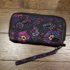 Lug Splits XL in Bohemian Black Floral Black and Purple Women's Wallet